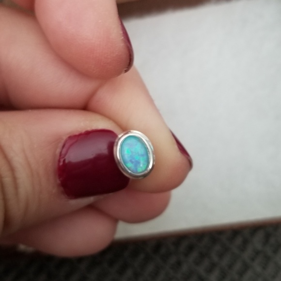 Inspiranza Blue Opal and Sterling Silver Earrings - Picture 3 of 4